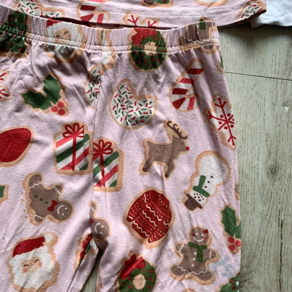 Caden Lane Cookie Cuddles Pink Christmas Bamboo Pajama‎ Set - Girls Size 7/8